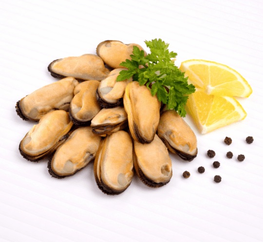 Gekookt mossel vlees